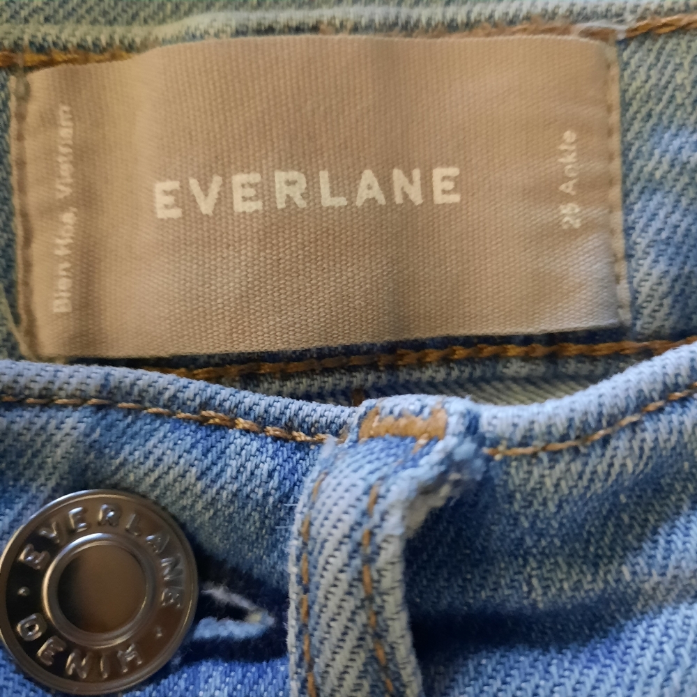 EVERLANE ANKLE HIGH WAIST STRAIGHT JEANS BLUE DENIM STRETCH - Picture 6 of 8